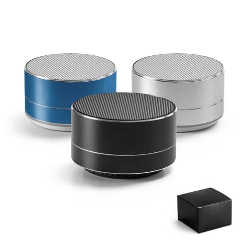 Lautsprecher_Bluetooth silber schwarz blau aus Aluminium